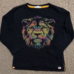 Appaman Black Long Sleeve Tee with Colorful Lion Design